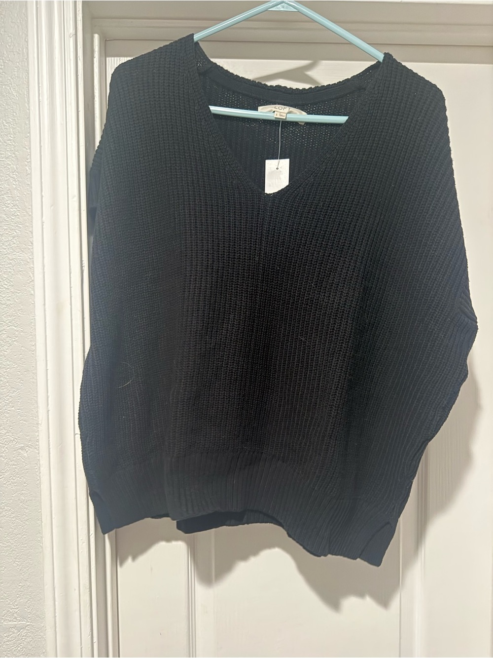 LOFT Black V-Neck Knit Top